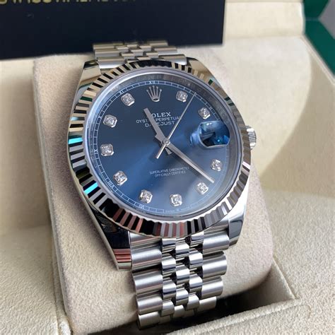 rolex datejust 41 blue dial jubilee diamond